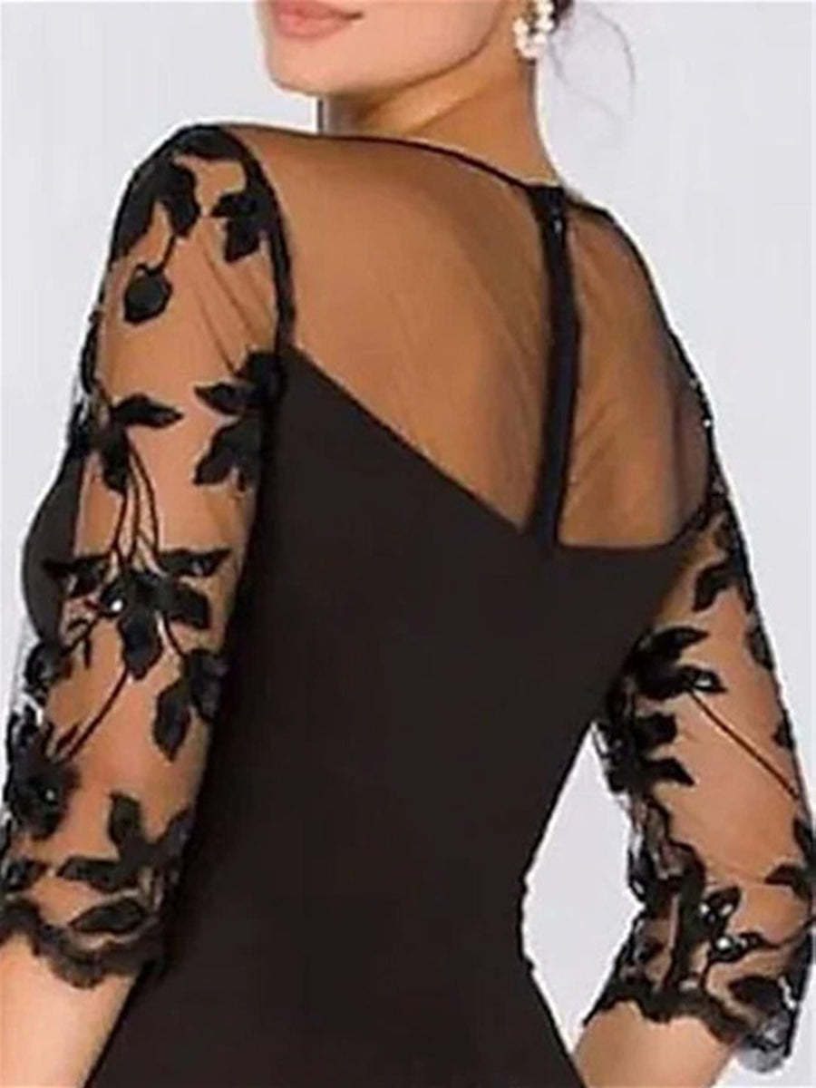 Sweetheart Princess A-Line Floor-Length Jumpsuit with 3/4 Sleeves and Applique for the Mother of the Bride