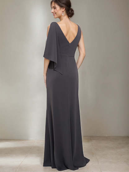 Scoop Neck Sheath/Column Dress for Mothers of the Bride & Groom with Beading and Side Split