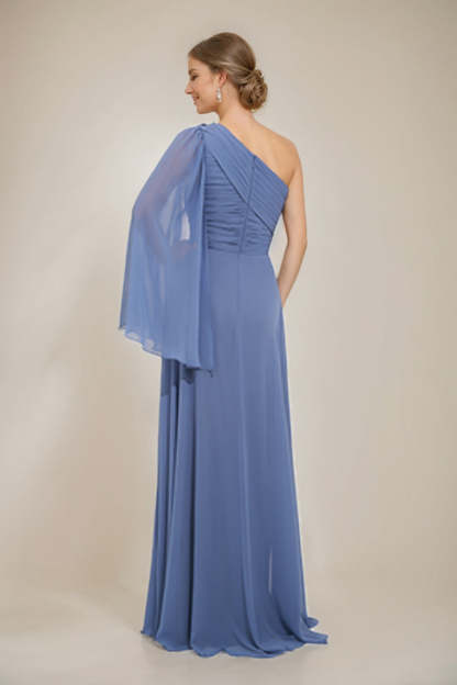 One-Shoulder A-Line Princess Dress for the Mother of the Bride & Groom Featuring Appliques and a Side Slit
