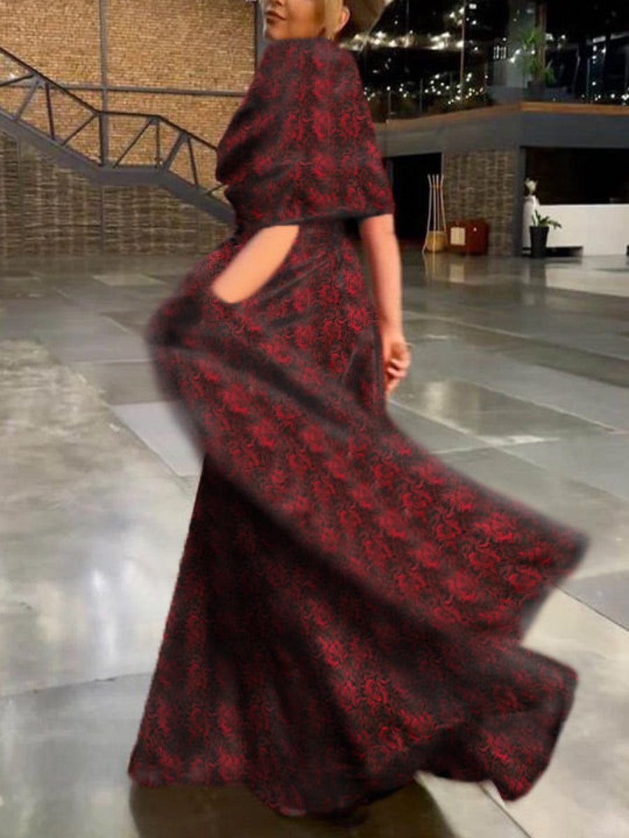 Printed Floral V-Neck A-Line Floor-Length Dress for Mother of the Bride & Groom