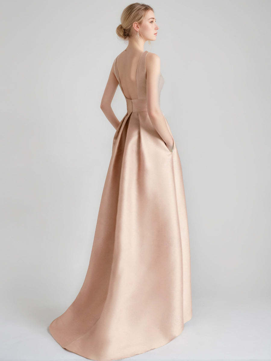 Asymmetrical Sleeveless A-Line/Princess Mother of the Bride & Groom Dress with Appliques and Pocket