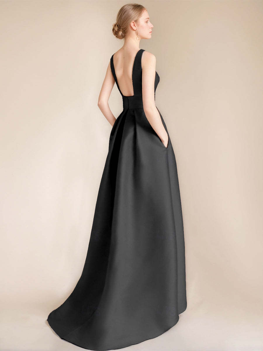 Elegant Asymmetrical A-Line Princess Scoop Mother of the Bride & Groom Sleeveless Dress with Appliques
