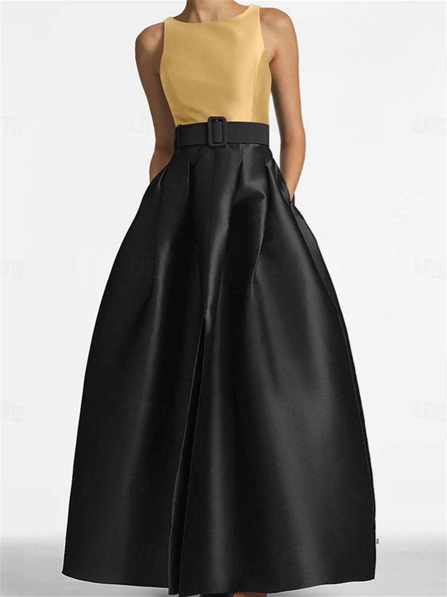 Sleeveless Floor-Length A-Line Princess Mother of the Bride Dress with Belt