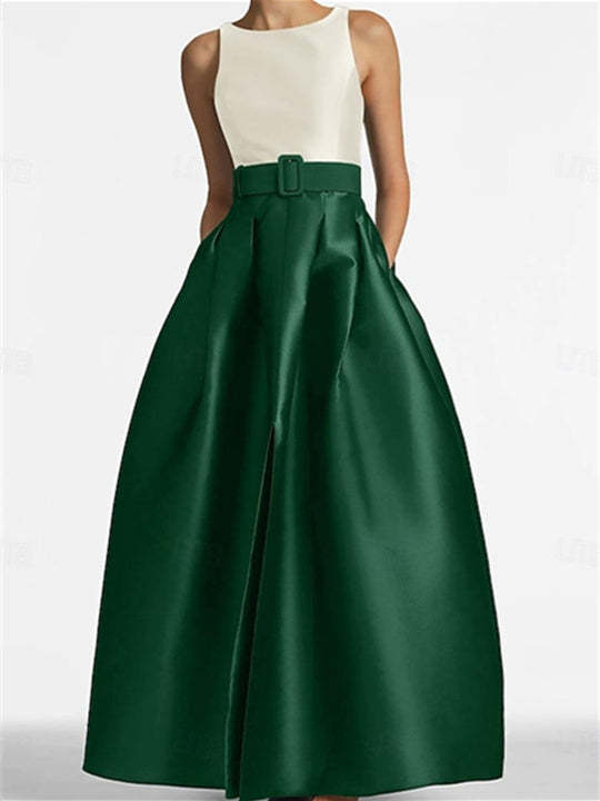 Sleeveless Floor-Length A-Line Princess Mother of the Bride Dress with Belt