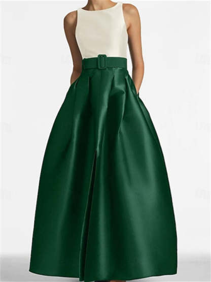 Sleeveless Floor-Length A-Line Princess Mother of the Bride Dress with Belt