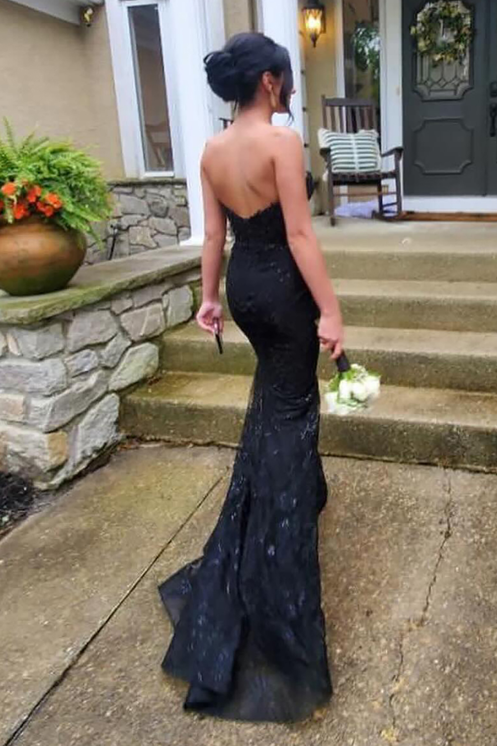 Long Corset Prom Dress with Appliques in Sweetheart Mermaid Style and Lilac