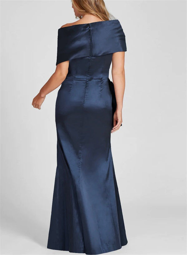 Off-the-Shoulder Floor-Length Sheath/Column Gown for the Mother of the Bride