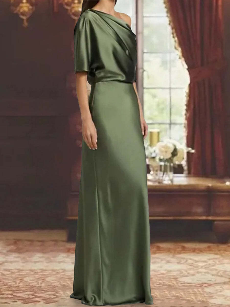 One-Shoulder Column Gown for the Mother of the Bride