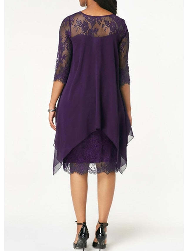 Beautiful Knee-Length Mother of the Bride Sheath/Column Jewel Neck Dress