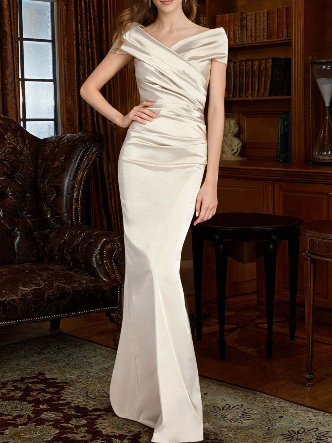 Off-the-Shoulder Column Gowns for the Mother of the Bride