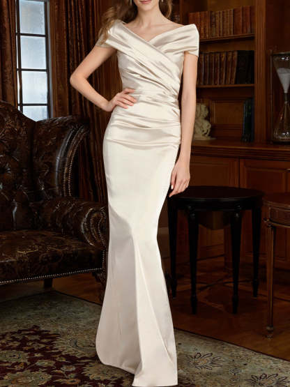 Off-the-Shoulder Column Gowns for the Mother of the Bride
