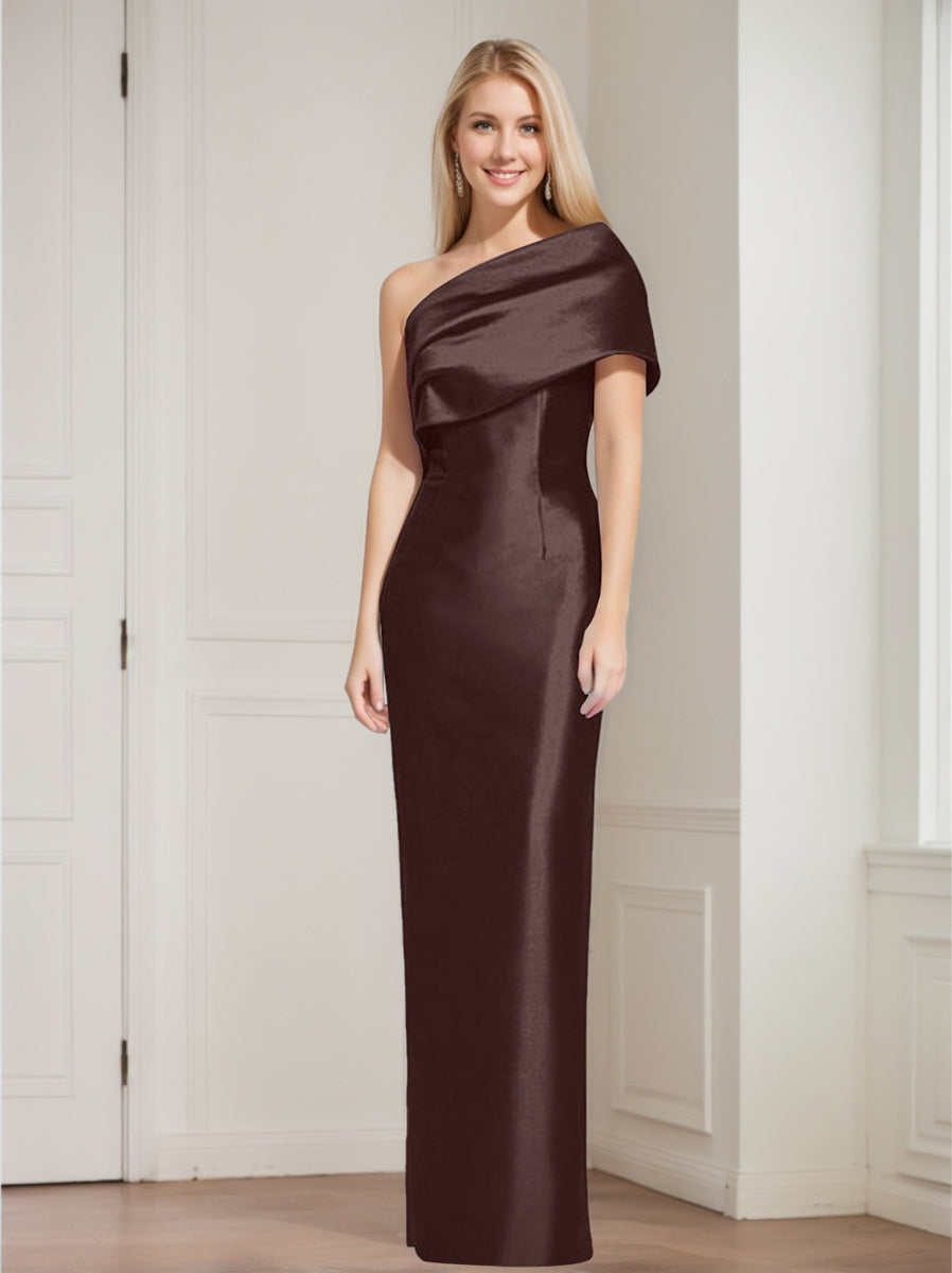 One-Shoulder Sleeveless Floor-Length Sheath/Column Mother of the Bride Dress with Bowknot