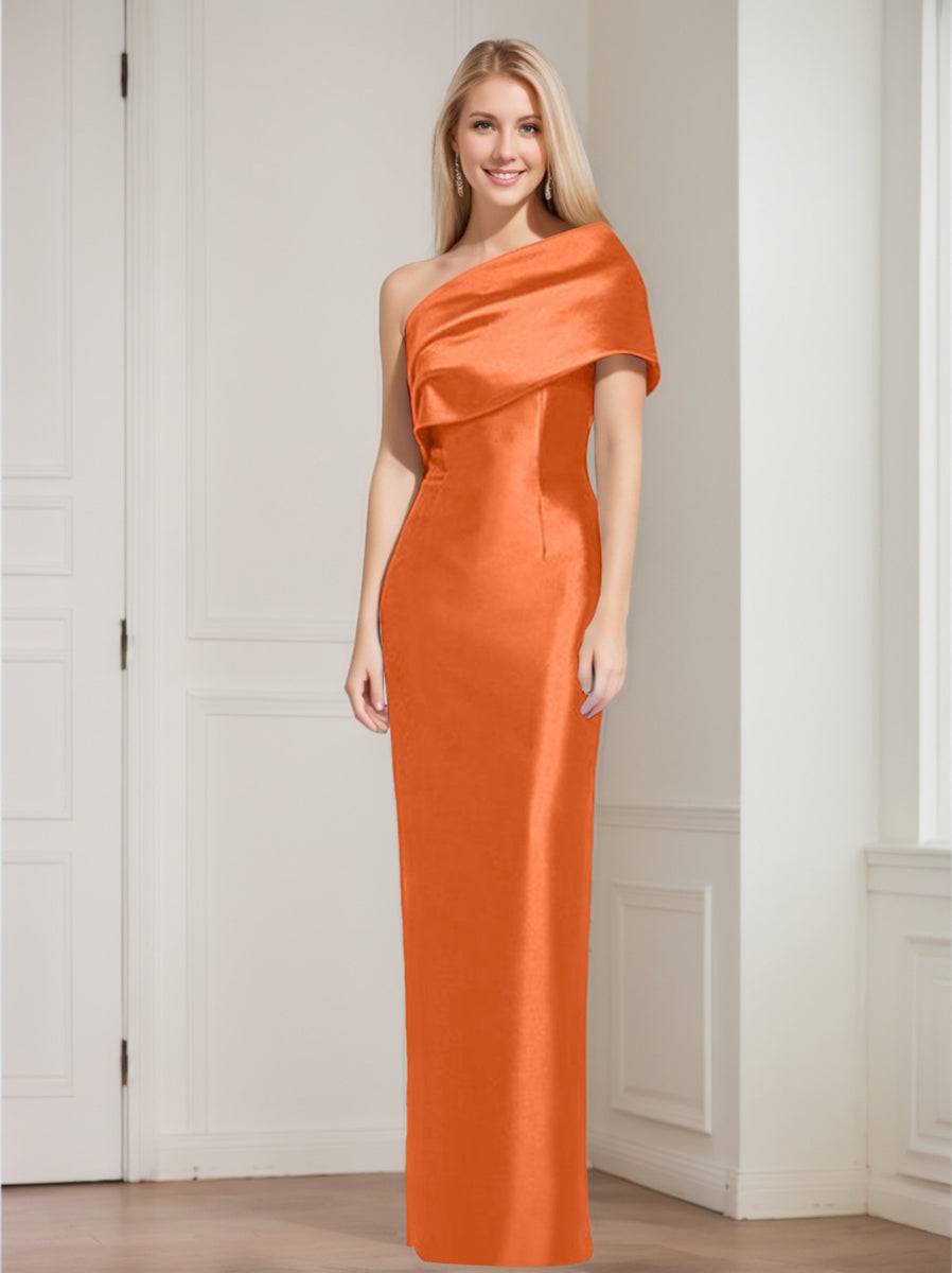 One-Shoulder Sleeveless Floor-Length Sheath/Column Mother of the Bride Dress with Bowknot