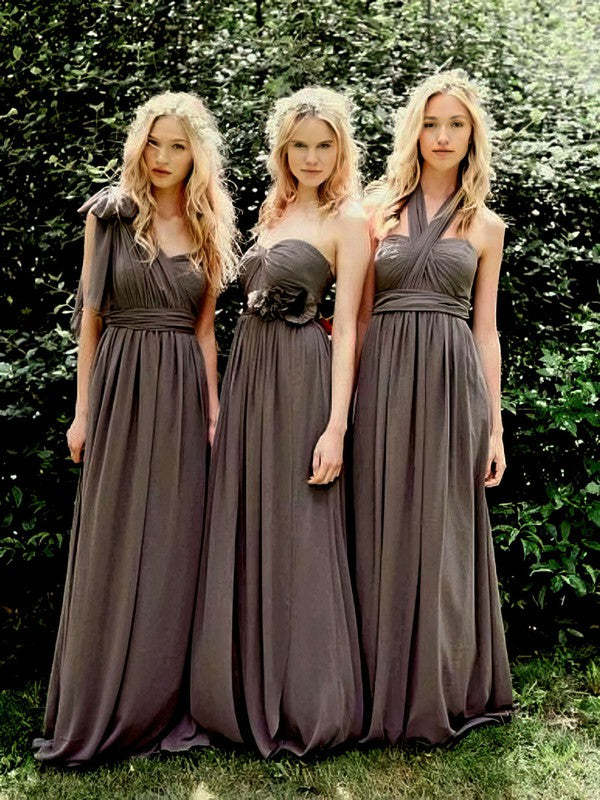 A-line Sweetheart Chiffon Floor-length Ruffles Bridesmaid Dress