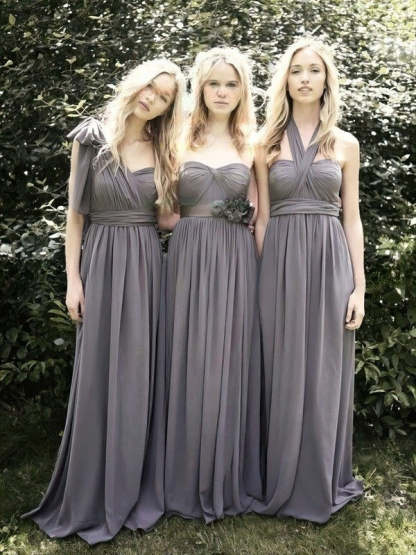 A-line Sweetheart Chiffon Floor-length Ruffles Bridesmaid Dress