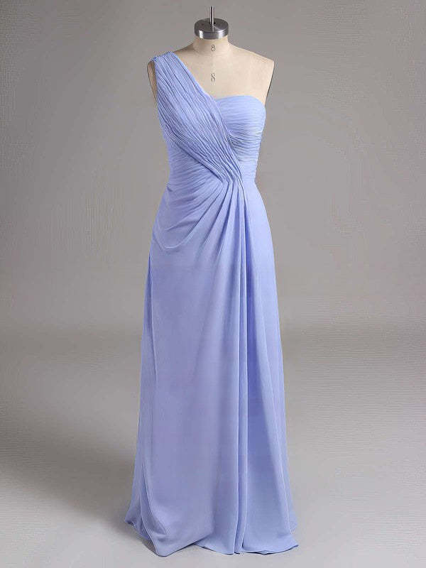 Sheath Column One-Shoulder Chiffon Floor-Length Split Front Bridesmaid Dress