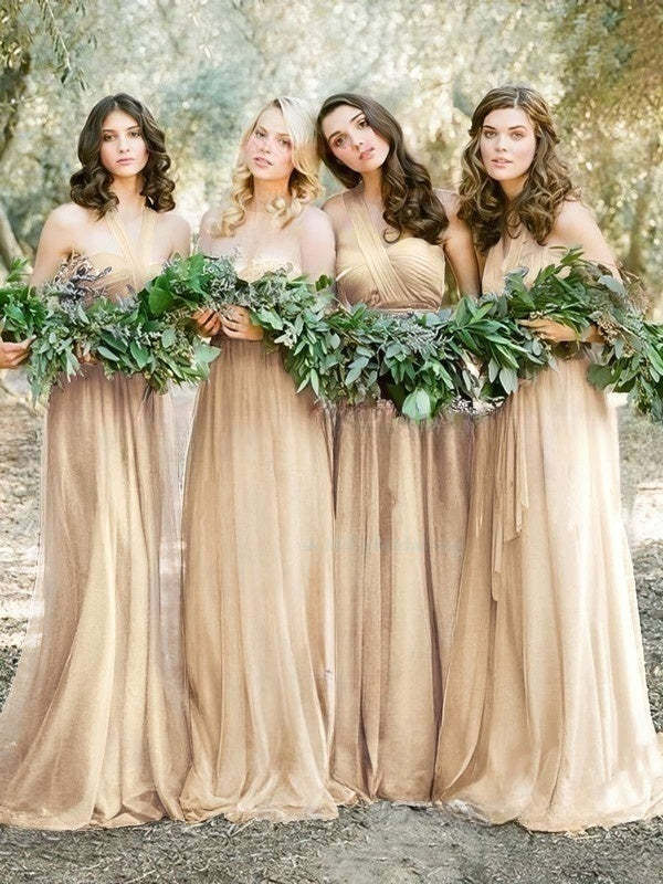 Amazing Tulle Sweep Train Halter Bridesmaid Dresses with Ruffles