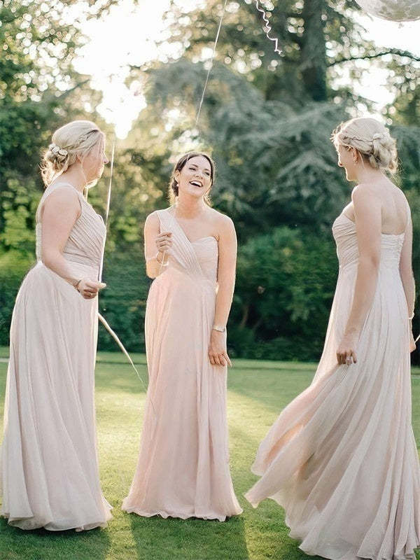 Gorgeous Chiffon A-Line Bridesmaid Dress with One Shoulder and Floor-Length Ruffles