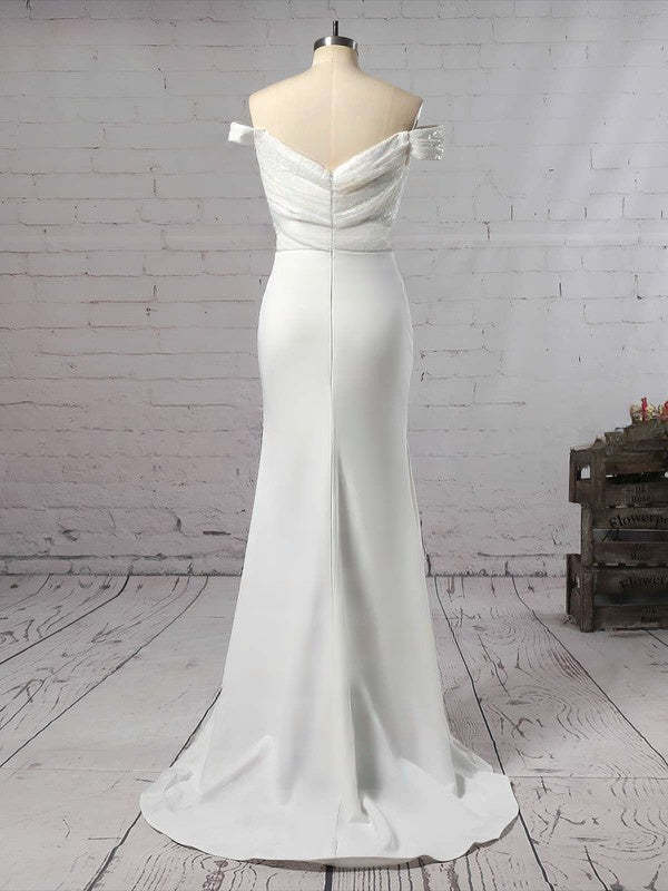 Sequined Satin Off-the-shoulder Bridesmaid Dress