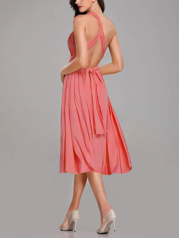 A-Line One Shoulder Bridesmaid Dresses with Sashes & Ribbons