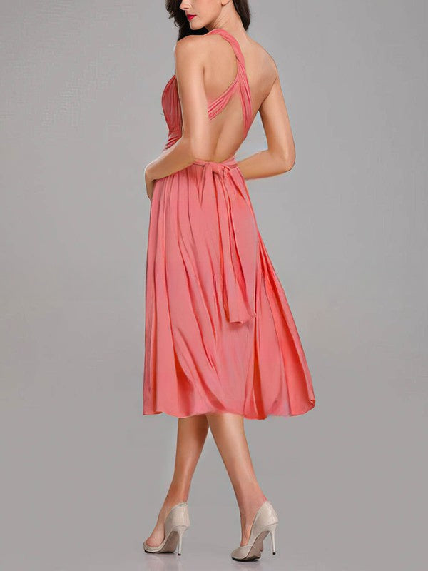 A-Line One Shoulder Bridesmaid Dresses with Sashes & Ribbons