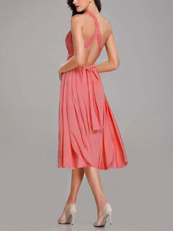 A-Line One Shoulder Bridesmaid Dresses with Sashes & Ribbons