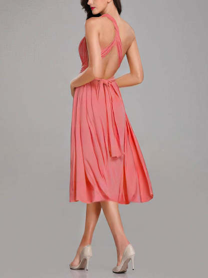 A-Line One Shoulder Bridesmaid Dresses with Sashes & Ribbons