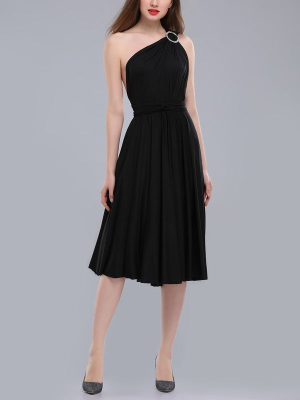 A-Line One-Shoulder Bridesmaid Dresses with Sashes & Ribbons