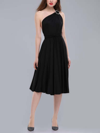 A-Line One-Shoulder Bridesmaid Dresses with Sashes & Ribbons