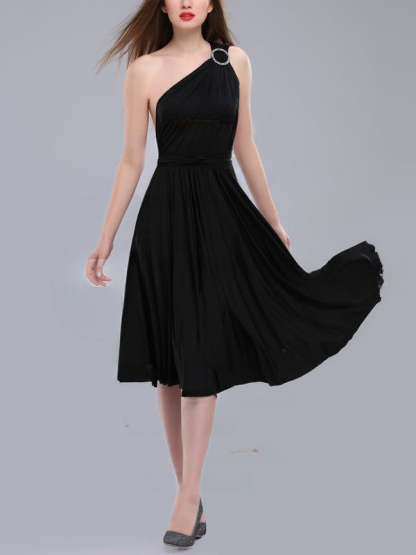 A-Line One-Shoulder Bridesmaid Dresses with Sashes & Ribbons