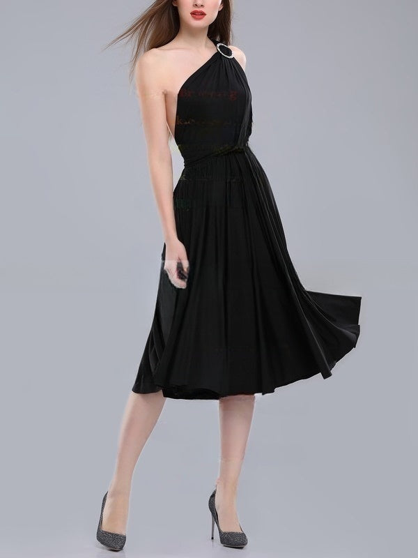 A-Line One-Shoulder Bridesmaid Dresses with Sashes & Ribbons