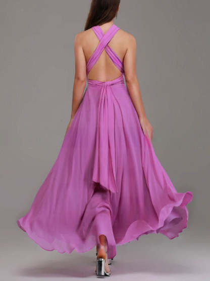 A-line V-neck Chiffon Ankle-length Bridesmaid Dresses