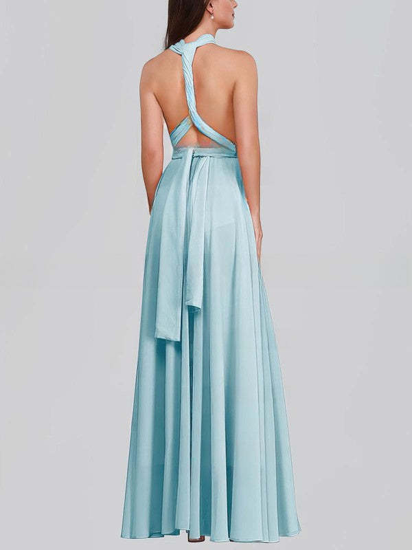 A-line V-neck Chiffon Floor-length Bridesmaid Dress