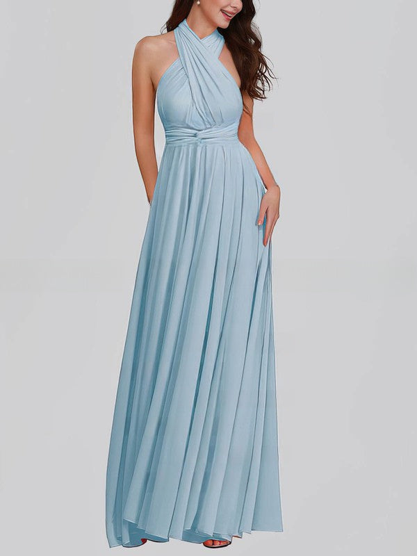 A-line V-neck Chiffon Floor-length Bridesmaid Dress