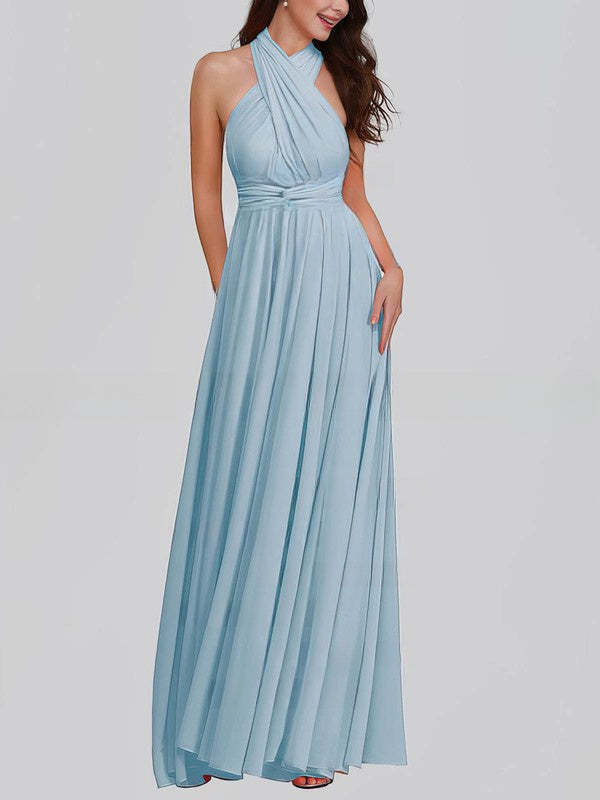 A-line V-neck Chiffon Floor-length Bridesmaid Dress