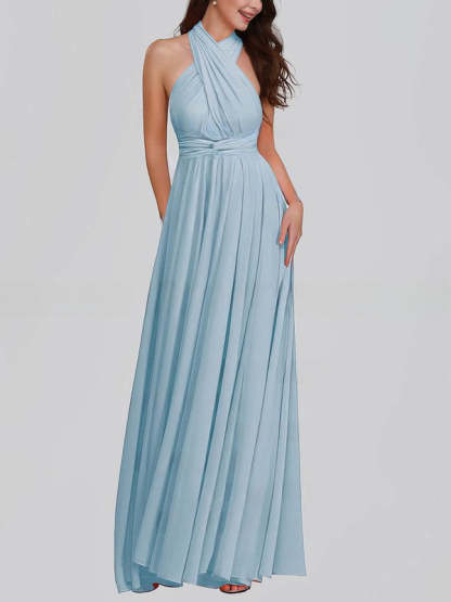 A-line V-neck Chiffon Floor-length Bridesmaid Dress