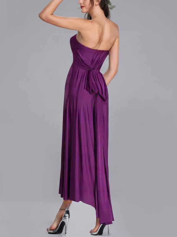 A-Line Straight Jersey Tea-Length Bridesmaid Dresses