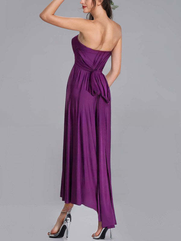 A-Line Straight Jersey Tea-Length Bridesmaid Dresses