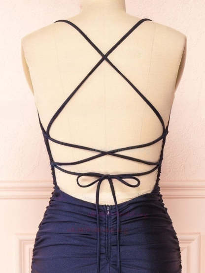 Silk-like Satin Sheath/Column Scoop Neck Floor-length Ruffles Bridesmaid Dress