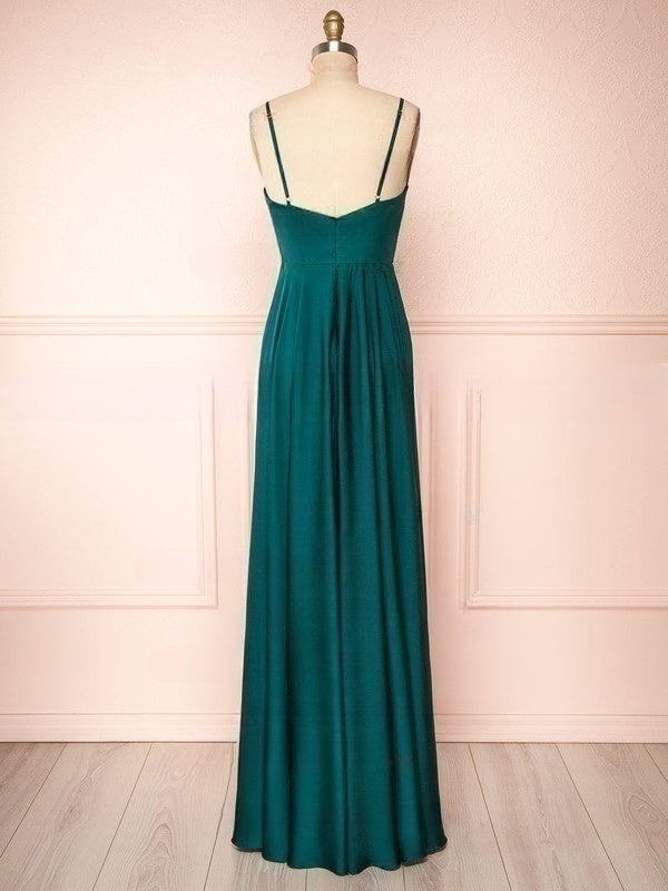 A-Line V-Neck Satin Ruffles Bridesmaid Dresses for a Perfect Look