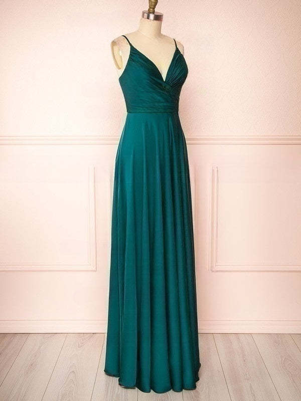 A-Line V-Neck Satin Ruffles Bridesmaid Dresses for a Perfect Look
