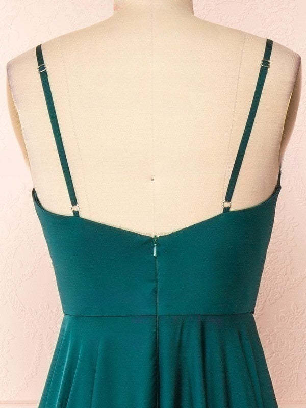 A-Line V-Neck Satin Ruffles Bridesmaid Dresses for a Perfect Look