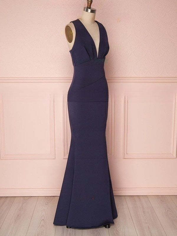 V-Neck Stretch Crepe Sheath Bridesmaid Dress with Side Split
