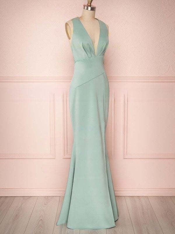 Sheath/Column V-neck Stretch Crepe Floor-length Split Front Bridesmaid Dresses