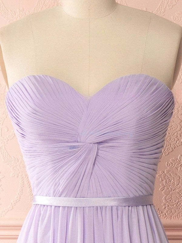 A-line Sweetheart Chiffon Floor-length Bridesmaid Dresses with Sashes / Ribbons