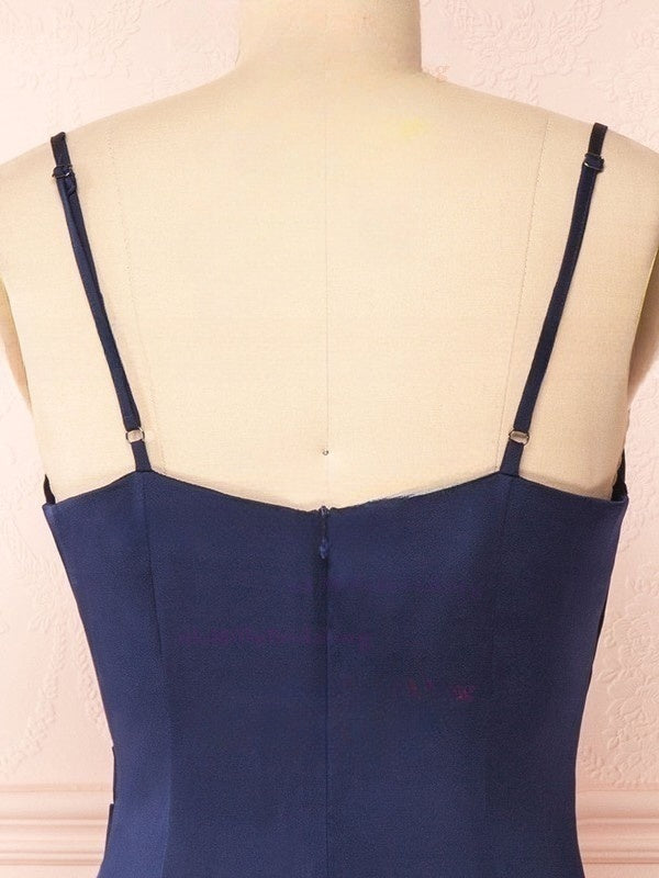 Sheath/Column Cowl Neck Silk-like Satin Tea-length Bridesmaid Dresses