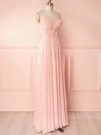 A-line Sweetheart Chiffon Floor-length Bridesmaid Dresses with Sashes / Ribbons