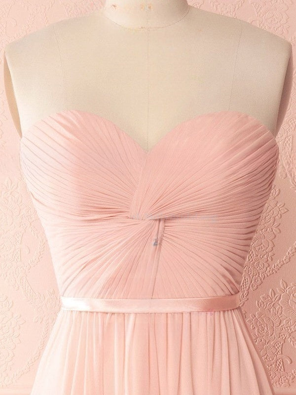 A-line Sweetheart Chiffon Floor-length Bridesmaid Dresses with Sashes / Ribbons