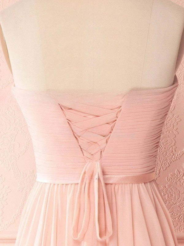 A-line Sweetheart Chiffon Floor-length Bridesmaid Dresses with Sashes / Ribbons