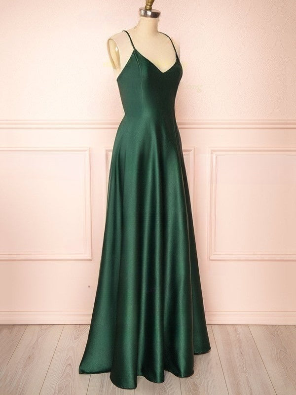 A-line V-neck Silk-like Satin Floor-length Bridesmaid Dresses for Your Special Day
